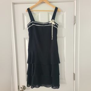 Loft Black & White Tiered Dress